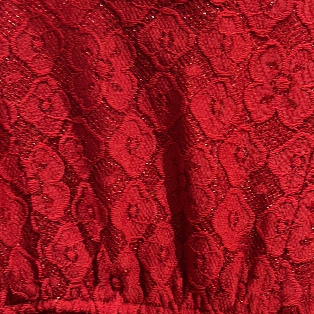 Bonnie Jean Girls Dress Size 7 Red Lace Fit & Flare Long Sheer Sleeves Holiday - Picture 6 of 7